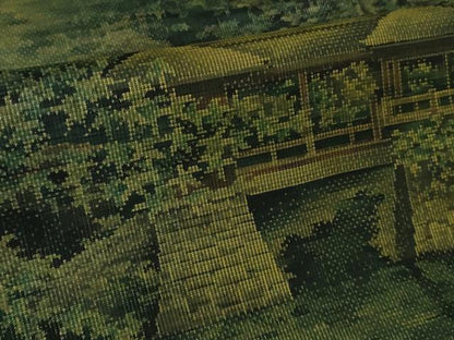 平和屋本店●極上 白泥染の第一人者・絣の魔術師 恵積五郎 本場大島紬 恵大島織物謹製 9マルキ 総絣 風景文 証紙付き　逸品　DZAB3743kh6