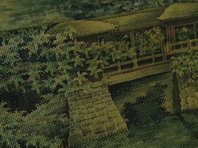 平和屋本店●極上 白泥染の第一人者・絣の魔術師 恵積五郎 本場大島紬 恵大島織物謹製 9マルキ 総絣 風景文 証紙付き　逸品　DZAB3743kh6