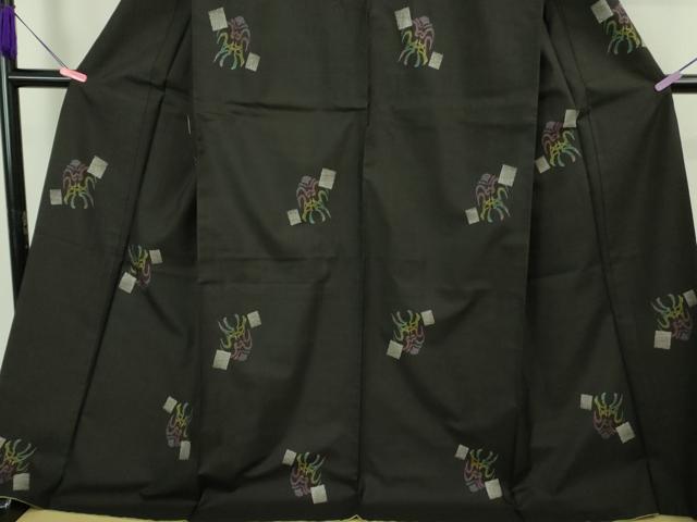 平和屋本店●極上 本場大島紬 9マルキ 地空 隈取 黒地 ロング丈 逸品 DZAB3744kh6