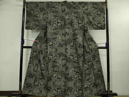 平和屋本店●極上　本場大島紬　12マルキ　屏風人物花文　逸品　DZAB3745kh6