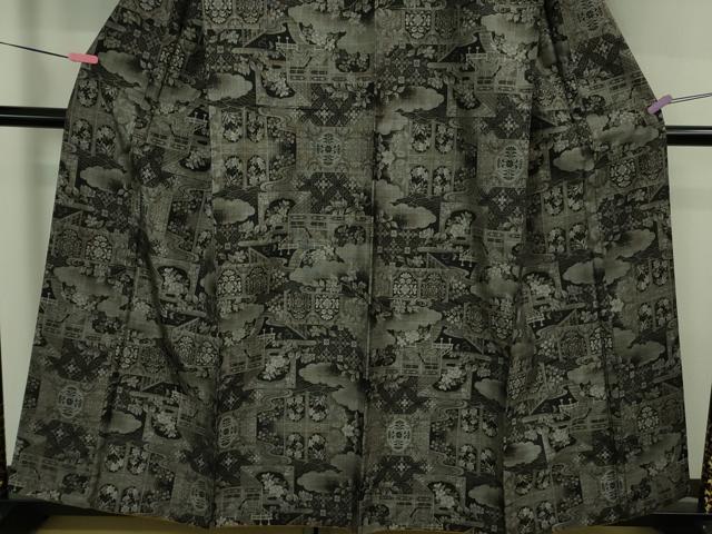 平和屋本店●極上　本場大島紬　12マルキ　屏風人物花文　逸品　DZAB3745kh6