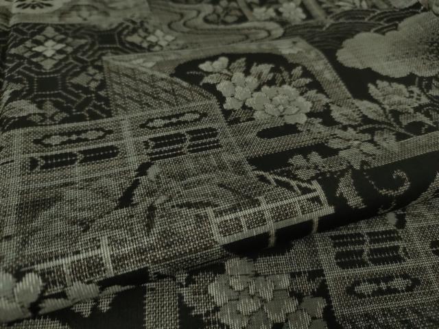 平和屋本店●極上　本場大島紬　12マルキ　屏風人物花文　逸品　DZAB3745kh6