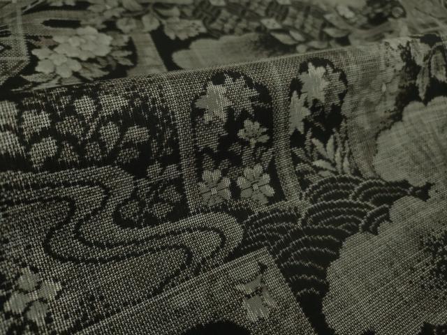 平和屋本店●極上　本場大島紬　12マルキ　屏風人物花文　逸品　DZAB3745kh6
