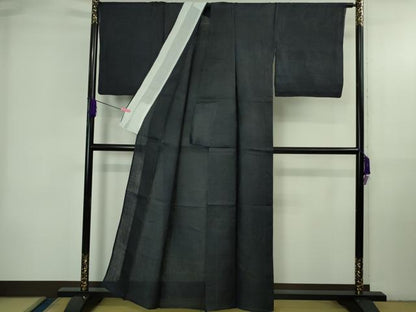 平和屋本店＊極上 夏物 重要無形文化財 本場宮古上布 苧麻 無地 濃鉄紺色 たとう紙付き 逸品 DZAB3750kh6