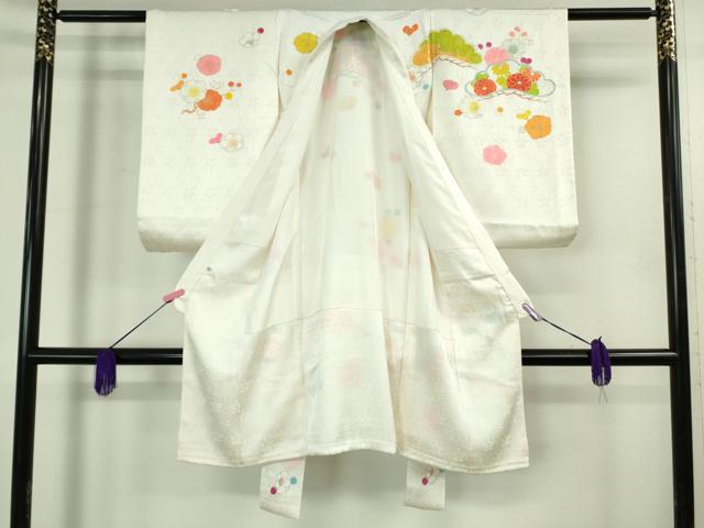 平和屋本店[]極上　創業460年・千總　七五三　女の子　3歳　祝着・襦袢セット　駒刺繍　松梅文　桜色地　金彩　逸品　未使用　DZAB3751kh6
