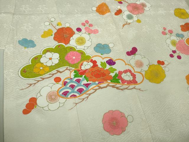 平和屋本店[]極上　創業460年・千總　七五三　女の子　3歳　祝着・襦袢セット　駒刺繍　松梅文　桜色地　金彩　逸品　未使用　DZAB3751kh6