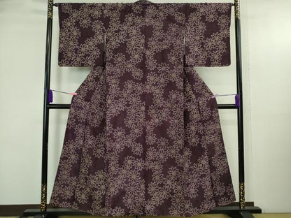 平和屋本店●極上　岩手の匠　草紫堂　南部絞り　紫根染　紬　花尽くし　正絹　逸品　DZAB3752kh6