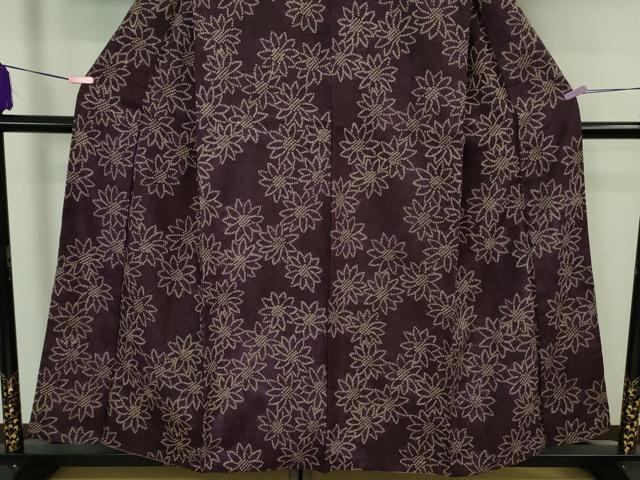 平和屋本店●極上　岩手の匠　草紫堂　南部絞り　紫根染　紬　花尽くし　正絹　逸品　DZAB3752kh6