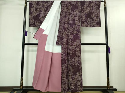 平和屋本店●極上　岩手の匠　草紫堂　南部絞り　紫根染　紬　花尽くし　正絹　逸品　DZAB3752kh6