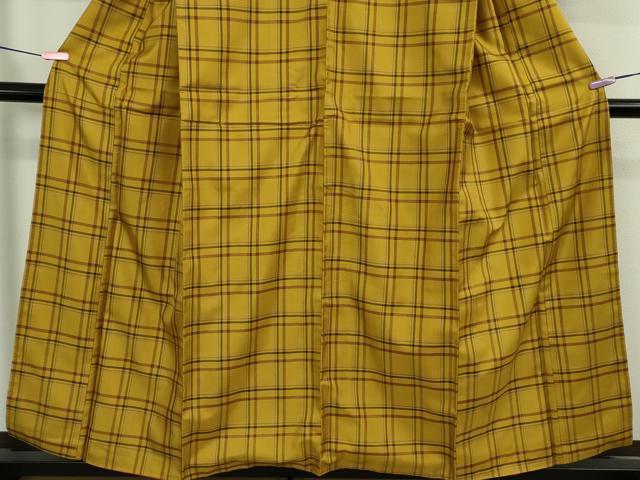 平和屋本店●極上 本場黄八丈 まるまなこ 紬 格子 逸品 DZAB3757kh6