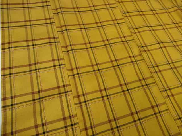 平和屋本店●極上 本場黄八丈 まるまなこ 紬 格子 逸品 DZAB3757kh6