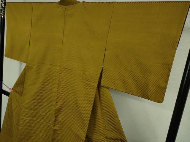 平和屋本店●極上　山下八百子　本場黄八丈　紬　市松綾織　逸品　DZAB3758kh6