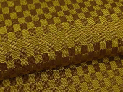 平和屋本店●極上　山下八百子　本場黄八丈　紬　市松綾織　逸品　DZAB3758kh6