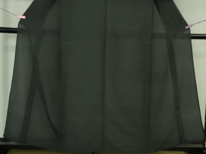 平和屋本店＊極上　夏物　石川県指定無形文化財　夏牛首紬　白山工房　手織り　縞　黒地　証紙付き　逸品　DZAB3769kh6