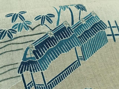平和屋本店●極上　人間国宝　五代　田畑喜八　訪問着　紗紬　紗袷　駒刺繍　枝垂れ柳風景　金糸　逸品　DZAB3770kh6