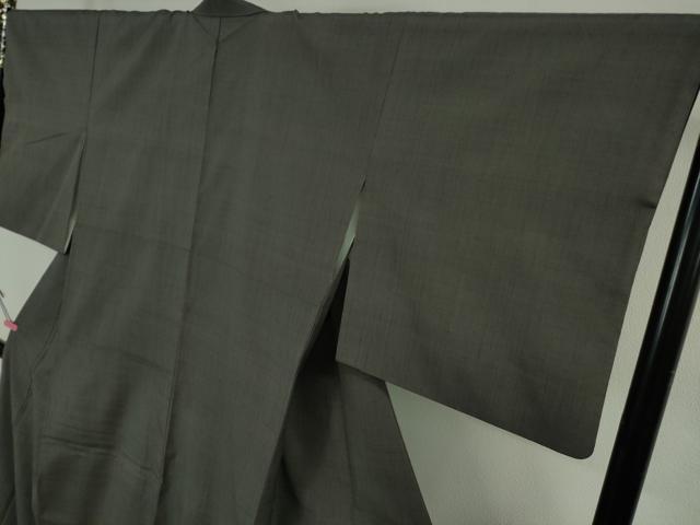 平和屋本店●極上 柿渋紬 地織紬 菱一謹製 工芸染織 宮下 小千谷織物 色無地 藍墨茶色 証紙・たとう紙付き 逸品 DZAB3774kh6