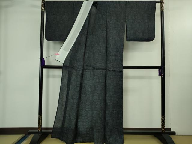 平和屋本店＊極上　夏物　重要無形文化財　本場宮古上布　苧麻　立涌花文　逸品　DZAB3776kh6