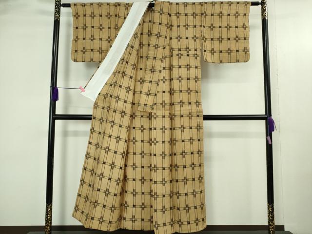 平和屋本店＊極上 夏物 芭蕉布 手積み芭蕉糸100％ 格子 逸品 DZAB3781kh6