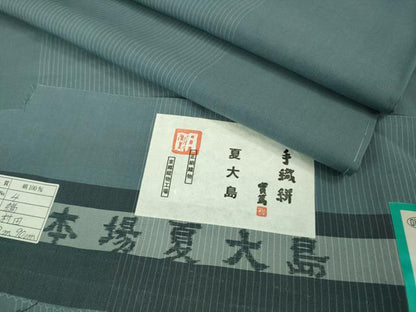 平和屋本店＊極上　夏物　東郷織物謹製　本場大島紬　夏大島　手織絣　薄花色　証紙付き　逸品　未使用　DZAB3788kh6