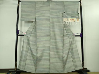 平和屋着物▽極上 石川県指定無形文化財 牛首紬 白山工房 手織り 作家物 単衣 証紙・パンフレット付き 逸品 DZAB3790kh6