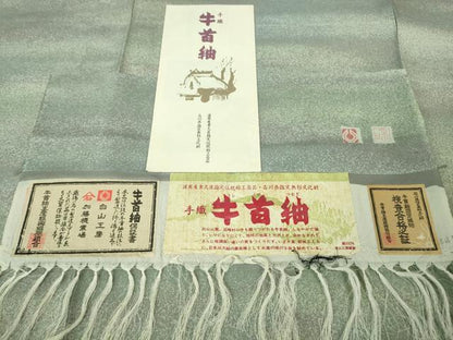 平和屋着物▽極上 石川県指定無形文化財 牛首紬 白山工房 手織り 作家物 単衣 証紙・パンフレット付き 逸品 DZAB3790kh6