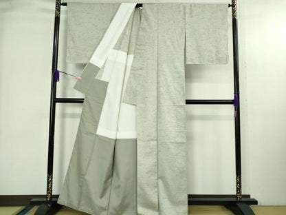 平和屋着物●極上　結城紬　ぜんまい　背抜き仕立て　上代54万　証紙・反端付き　逸品　未使用　DZAB3797kh6