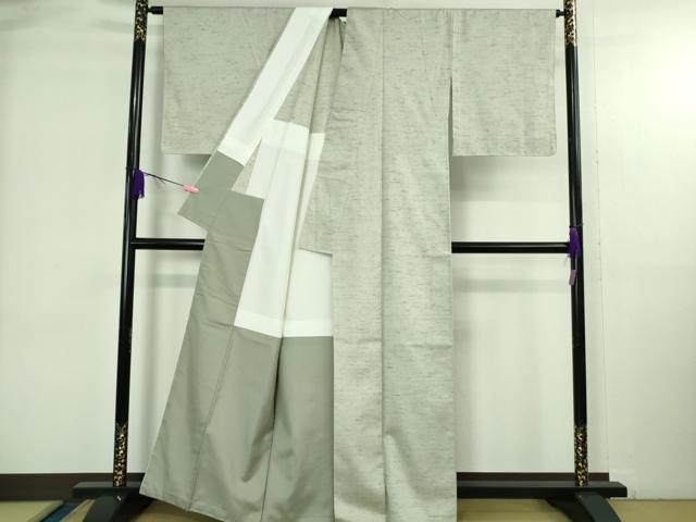 平和屋着物●極上　結城紬　ぜんまい　背抜き仕立て　上代54万　証紙・反端付き　逸品　未使用　DZAB3797kh6