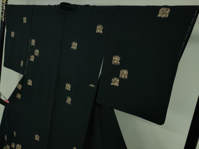 平和屋着物●極上　印傳　小紋　葉葦工房謹製　草葉文　百入茶色地　逸品　未使用　DZAB3799kh6