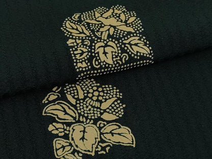 平和屋着物●極上　印傳　小紋　葉葦工房謹製　草葉文　百入茶色地　逸品　未使用　DZAB3799kh6
