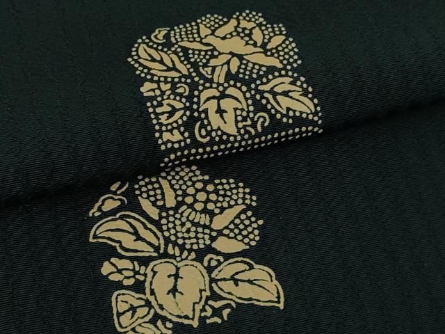 平和屋着物●極上　印傳　小紋　葉葦工房謹製　草葉文　百入茶色地　逸品　未使用　DZAB3799kh6