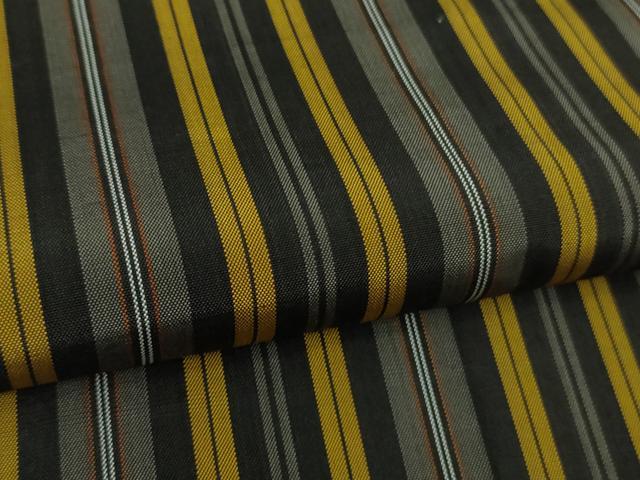 平和屋本店●極上　本場黄八丈　黒八丈　紬　平織　縞　逸品　DZAB3802kh6