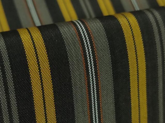平和屋本店●極上　本場黄八丈　黒八丈　紬　平織　縞　逸品　DZAB3802kh6