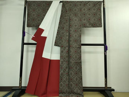 平和屋着物●希少　本場大島紬　龍郷絣　野口哲弘織物謹製　証紙付き　逸品　未使用　DZAB3804kh6