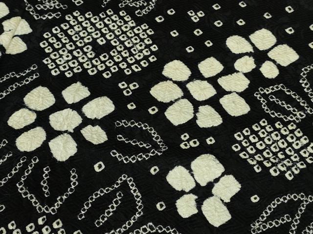 平和屋着物●極上　訪問着　絞り　草花文　黒地　逸品　DZAB3808kh6