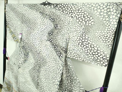 平和屋本店●極上 訪問着 東雲絞り 相良刺繍 流水花文 暈し染め 金糸 銀通し地 ロング丈 逸品 未使用 DZAB3811kh6