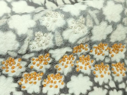 平和屋本店●極上 訪問着 東雲絞り 相良刺繍 流水花文 暈し染め 金糸 銀通し地 ロング丈 逸品 未使用 DZAB3811kh6