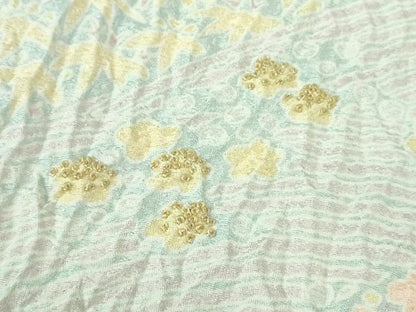 平和屋本店●極上 訪問着 東雲絞り 相良刺繍 笹花文 暈し染め 金糸 銀通し地 逸品 未使用 DZAB3812kh6