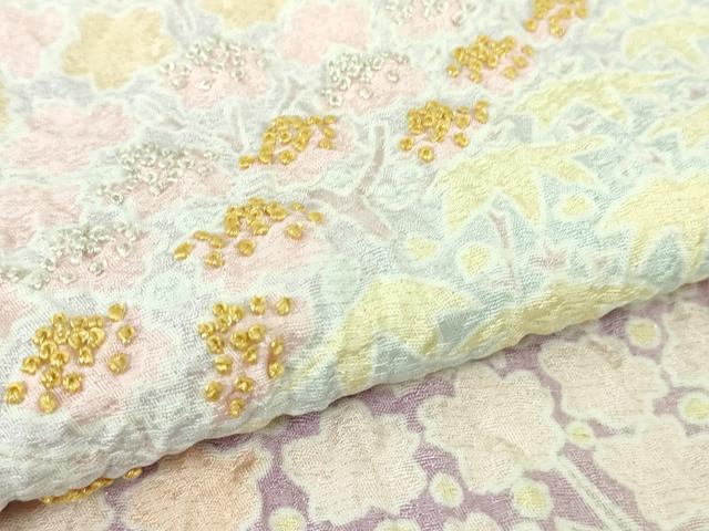 平和屋本店●極上 訪問着 東雲絞り 相良刺繍 笹花文 暈し染め 金糸 銀通し地 逸品 未使用 DZAB3812kh6