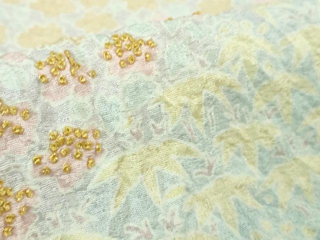 平和屋本店●極上 訪問着 東雲絞り 相良刺繍 笹花文 暈し染め 金糸 銀通し地 逸品 未使用 DZAB3812kh6