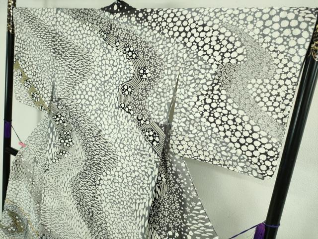 平和屋本店●極上 訪問着 東雲絞り 相良刺繍 流水花文 暈し染め 金糸 銀通し地 逸品 未使用 DZAB3813kh6