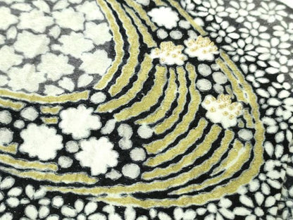 平和屋本店●極上 訪問着 東雲絞り 相良刺繍 流水花文 暈し染め 金糸 銀通し地 逸品 未使用 DZAB3813kh6