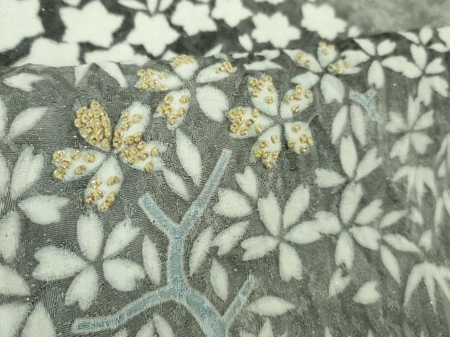 平和屋本店●極上 訪問着 東雲絞り 相良刺繍 草花文 暈し染め 金糸 銀通し地 ロング丈 逸品 未使用 DZAB3814kh6