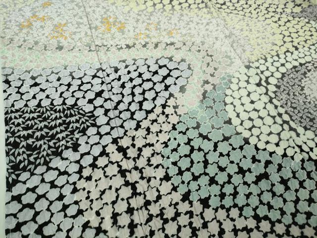 平和屋本店●極上 訪問着 東雲絞り 相良刺繍 流水笹花文 暈し染め 金糸 銀通し地 ロング丈 逸品 未使用 DZAB3815kh6