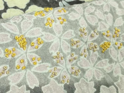 平和屋本店●極上 訪問着 東雲絞り 相良刺繍 流水花文 暈し染め 金糸 銀通し地 ロング丈 逸品 未使用 DZAB3816kh6