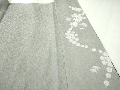 平和屋本店●極上 訪問着 東雲絞り 相良刺繍 流水花文 暈し染め 金糸 銀通し地 ロング丈 逸品 未使用 DZAB3816kh6