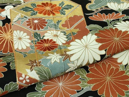 平和屋本店●極上 創業460年・千總 黒留袖 駒刺繍 貝桶吉祥花文 金彩 逸品 DZAB3817kh6