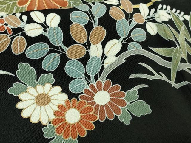 平和屋本店●極上 創業460年・千總 黒留袖 駒刺繍 貝桶吉祥花文 金彩 逸品 DZAB3817kh6