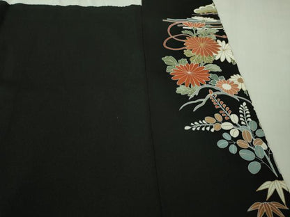 平和屋本店●極上 創業460年・千總 黒留袖 駒刺繍 貝桶吉祥花文 金彩 逸品 DZAB3817kh6