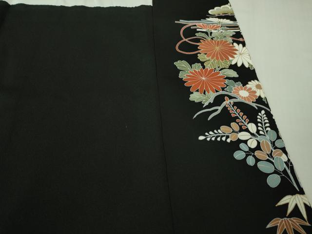 平和屋本店●極上 創業460年・千總 黒留袖 駒刺繍 貝桶吉祥花文 金彩 逸品 DZAB3817kh6