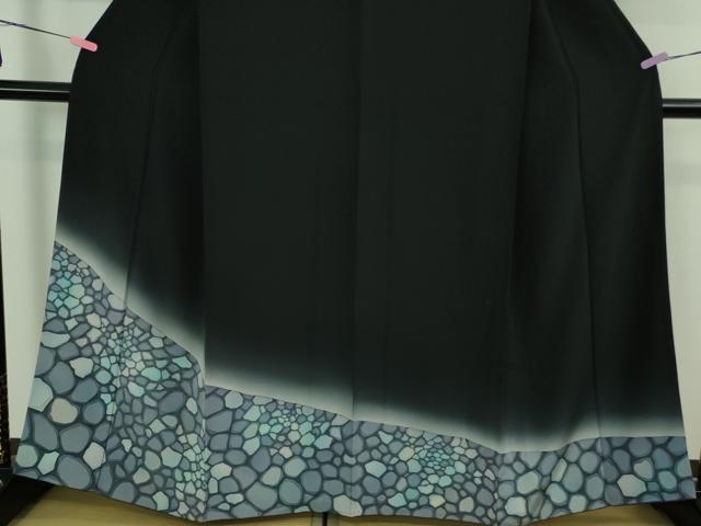 平和屋着物●極上　訪問着　石畳　暈し染め　濃い鉄紺色地　逸品　DZAB3819kh6